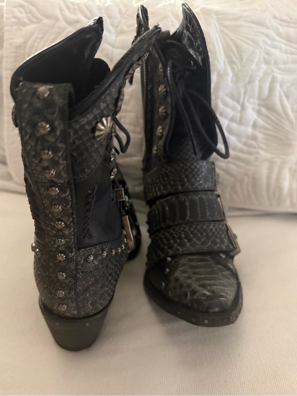 Black SHOWDOWN BOOTIE Studded Western Ankle Boots - Picture 5 of 8